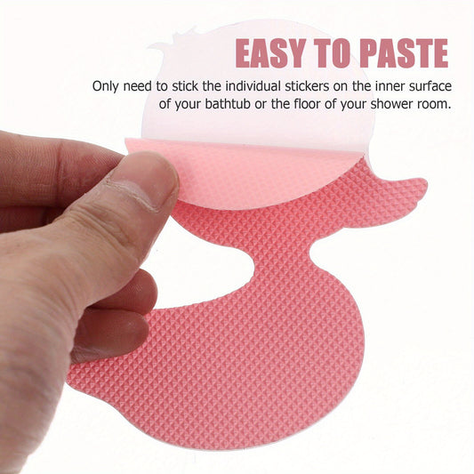 24pcs Duck Shaped Bathroom Anti-skid Stickers Cartoon Duck Nonslip Bathtub Stickers Self-adhesive Floor Decals - 4.13*3.54Inch