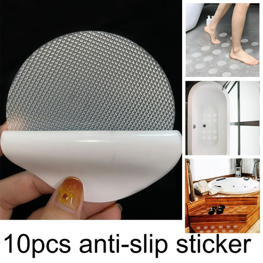 10pcs Clear PVC Non-Slip Stickers for Bathrooms & Showers, Anti-Slip Safety Tape - Easy to Apply & Remove, Protects Floors & Steps, Prevents Slips on Smooth Surfaces, Shower Accessories