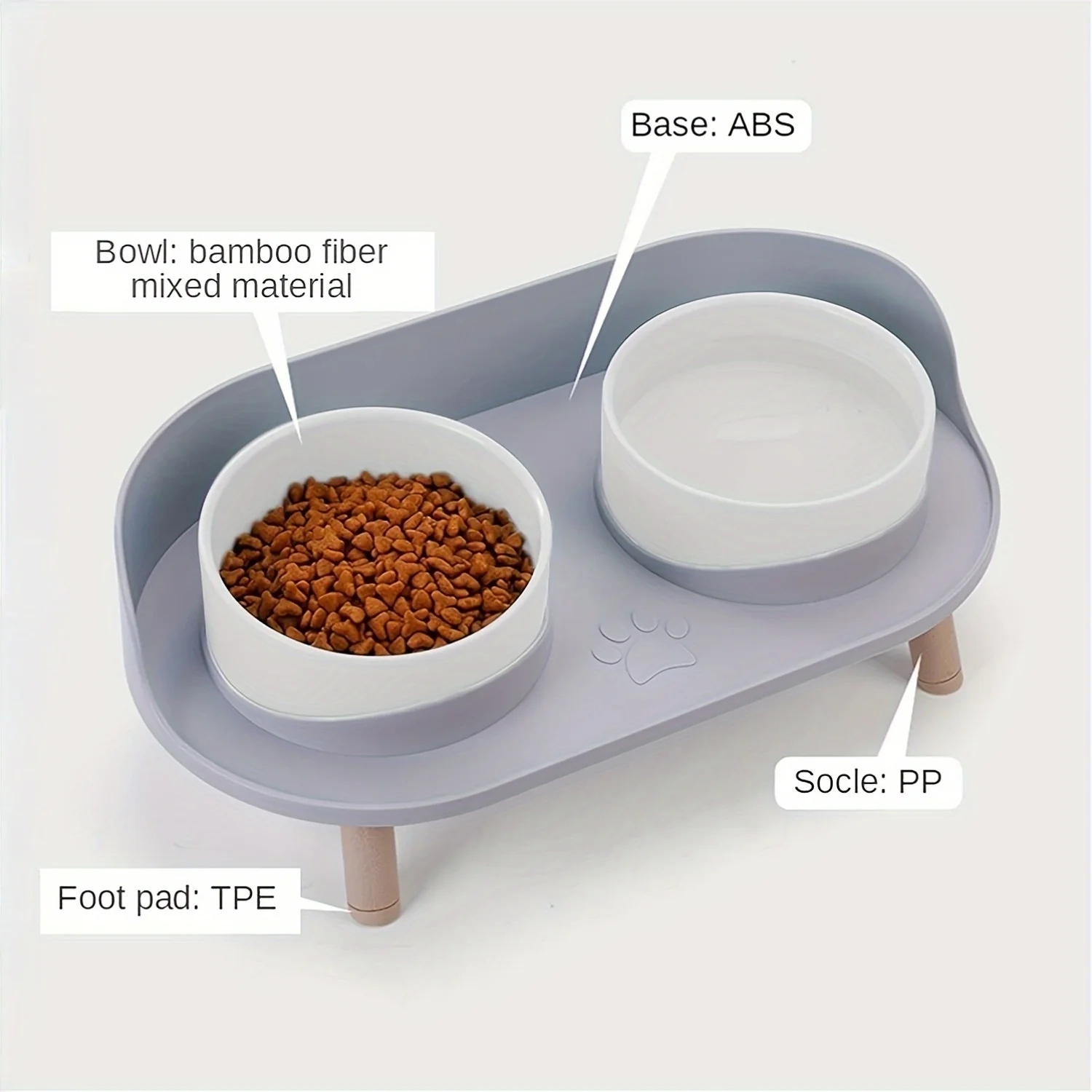 Pet Feeding Station With Double Bowls | Cat And Dog Food Water Bowls | Neck Protection Design | Non-Slip Spill-Resistant Base | Multifunctional Durable Feeder For Small And Medium Pets | Easy To Clean