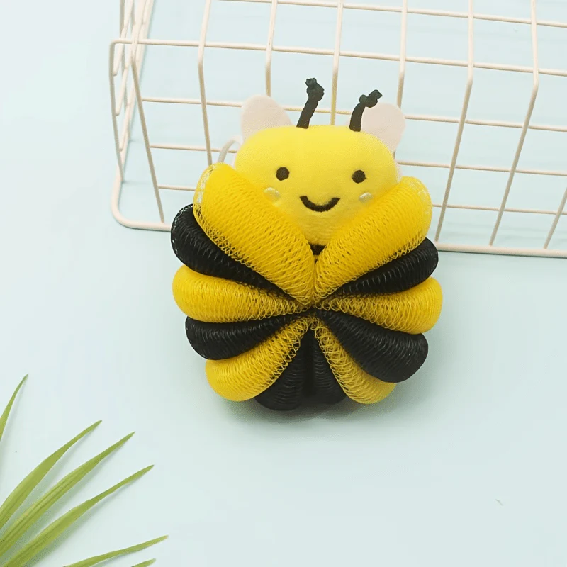(4 Pieces) Cartoon Bee Bath Sponge Shower Sponge Balls for Exfoliating