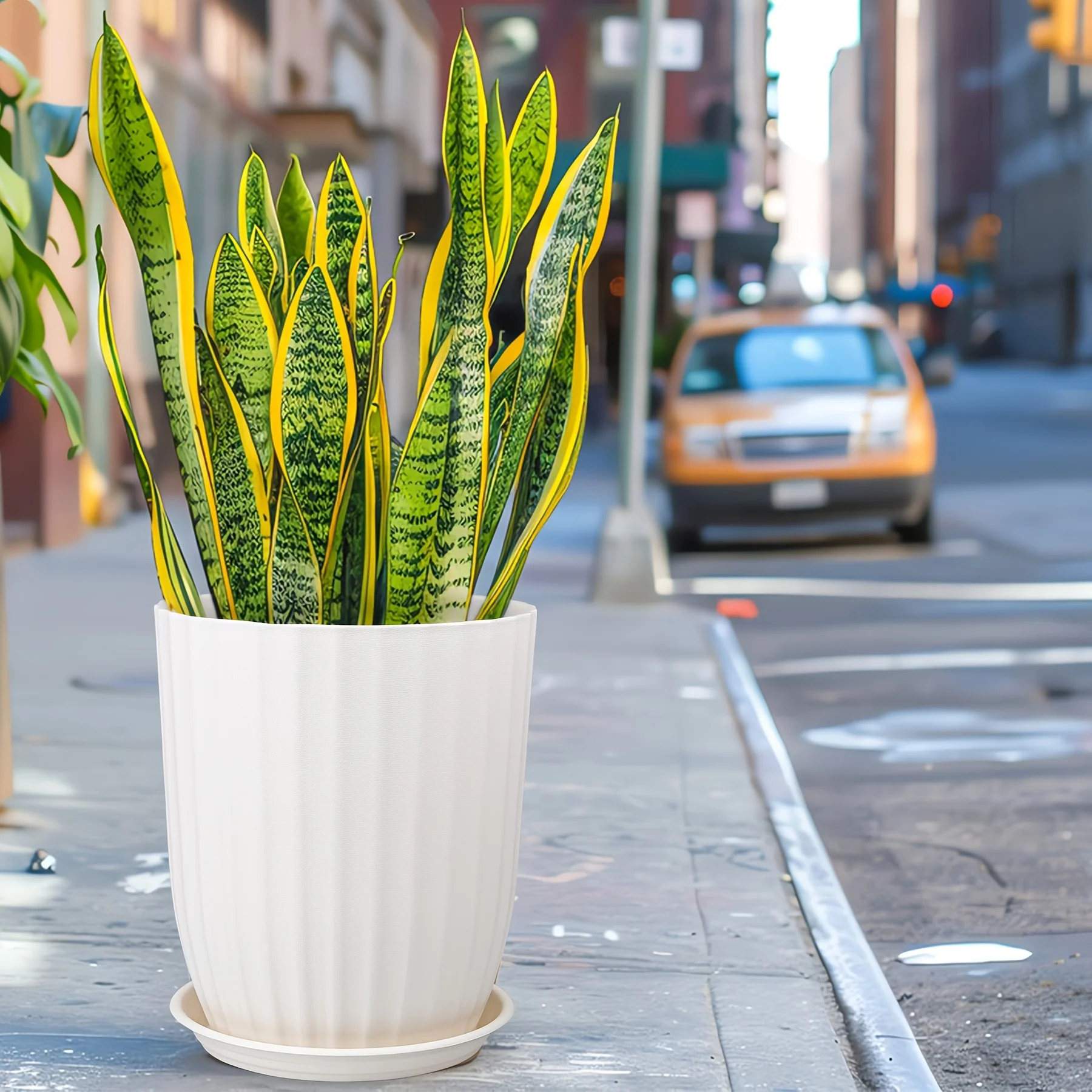 Diameter 14 Inches And 12.3 Inches Different Size Large Planter with Drainage Hole And Saucer, Thickened Planter for Indoor Outdoor Plants